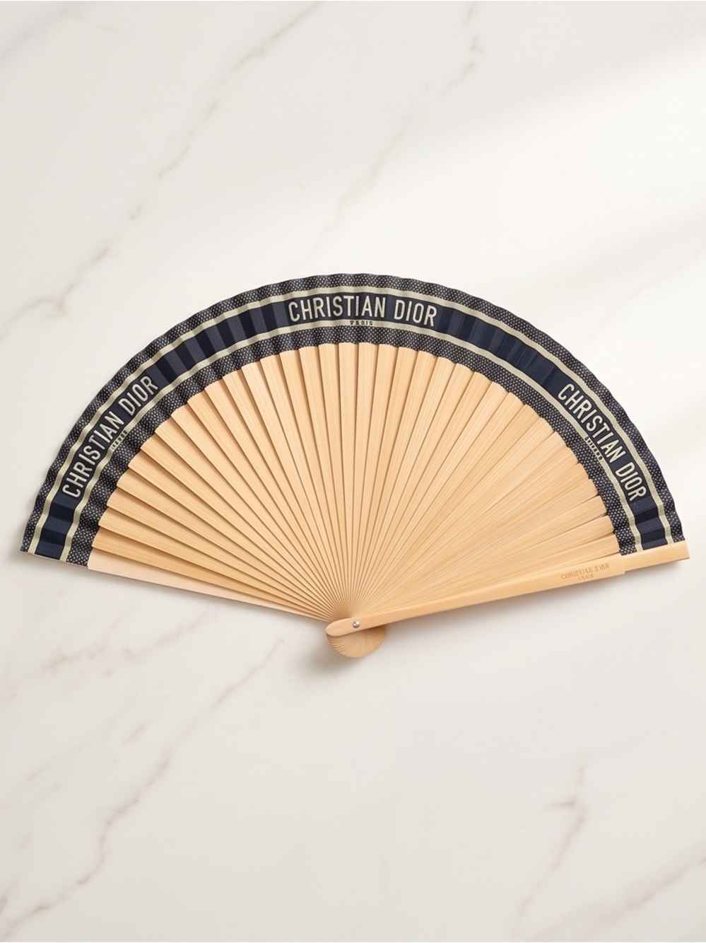 Dior Navy and Natural Folding Hand Fan